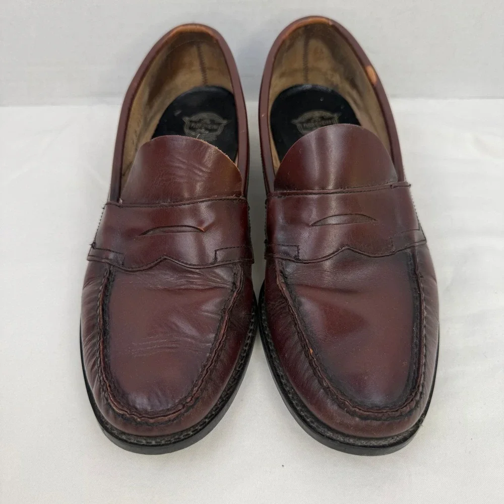 Florsheim Mens Burgundy Leather Penny Loafers Moc Toe Dress Shoes 9D 11946